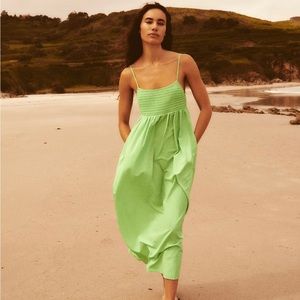 Zara Tiered Poplin Midi Dress Size XS